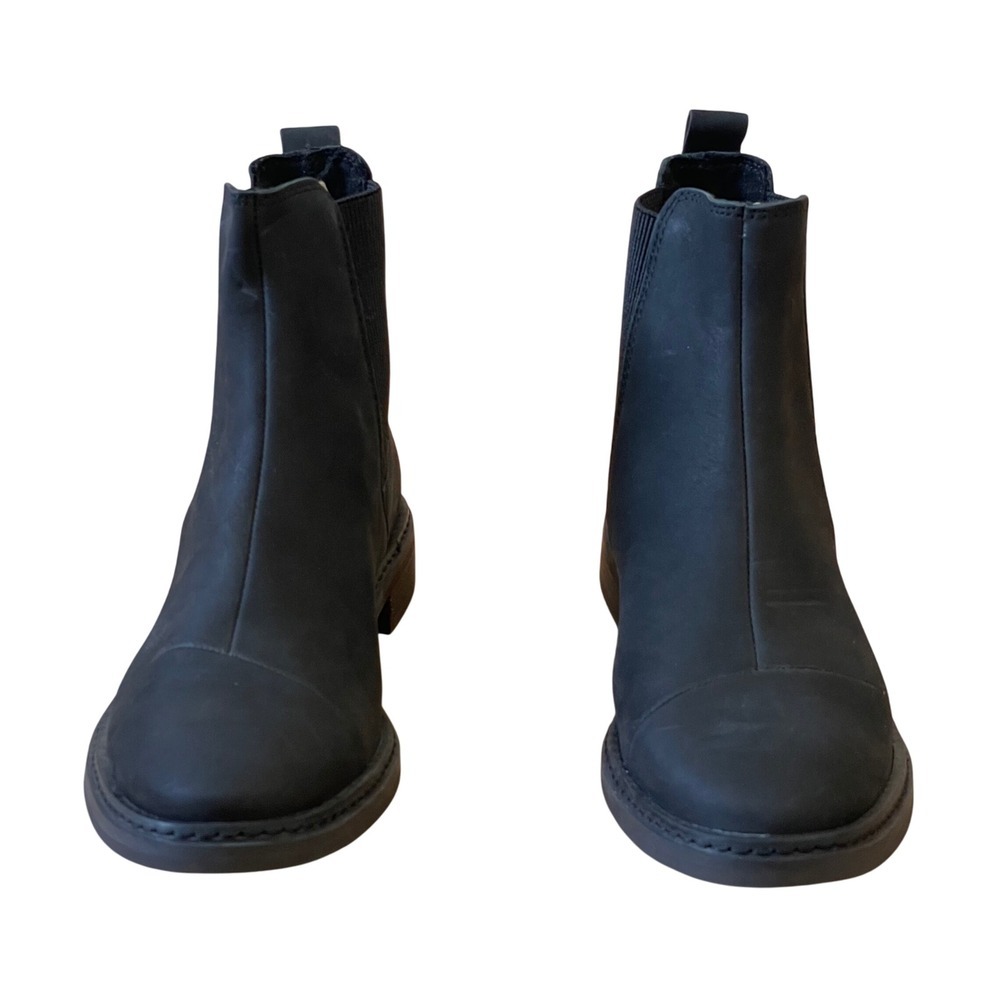 TOMS Charlie Black Leather Chelsea  Boots Comfortable‎ Classic Style Size 6 - Picture 2 of 12